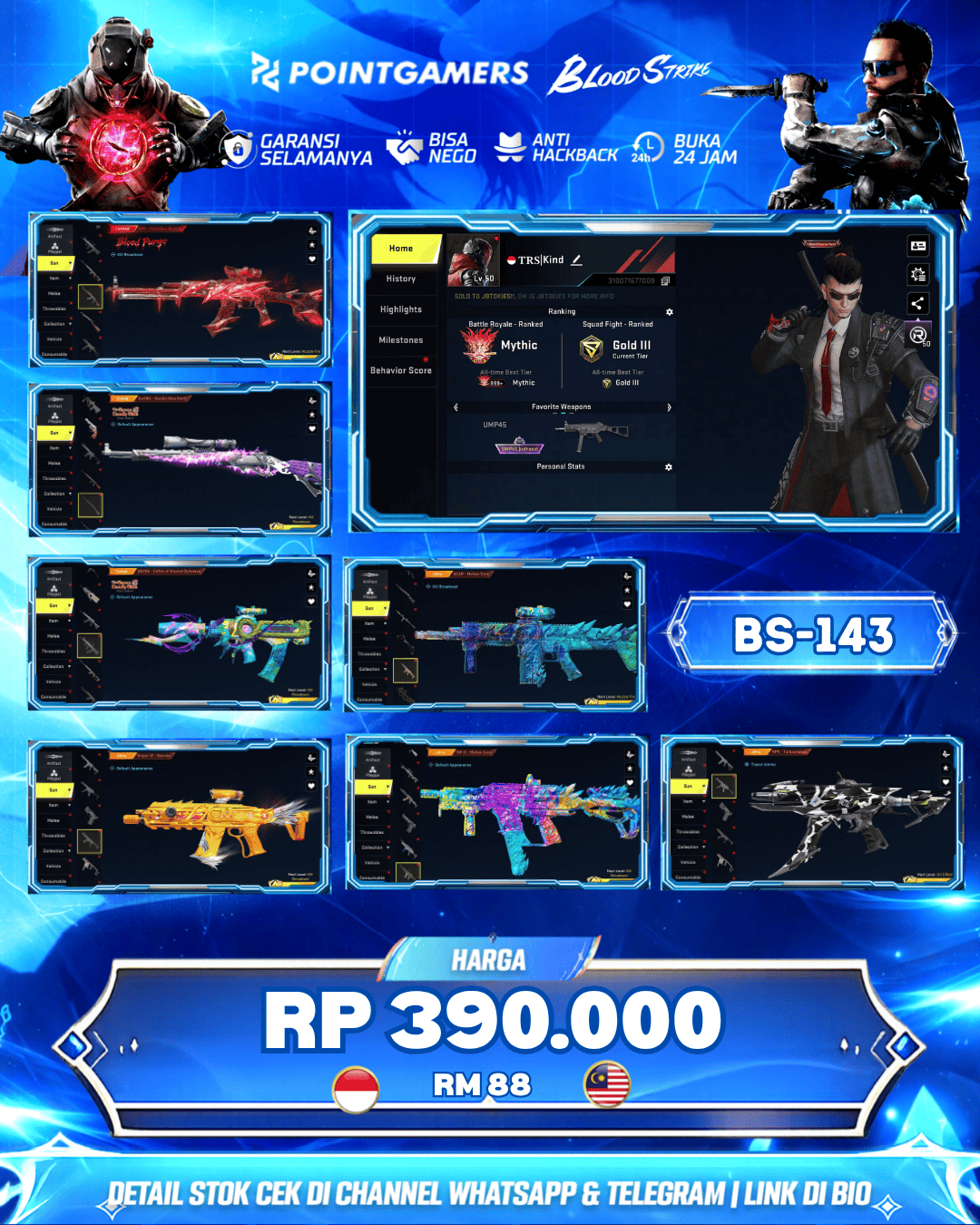 BS0005 - MELEE KARAMBIT MERAH, 7+ WEAPON ULTRA UP TO LVL 4